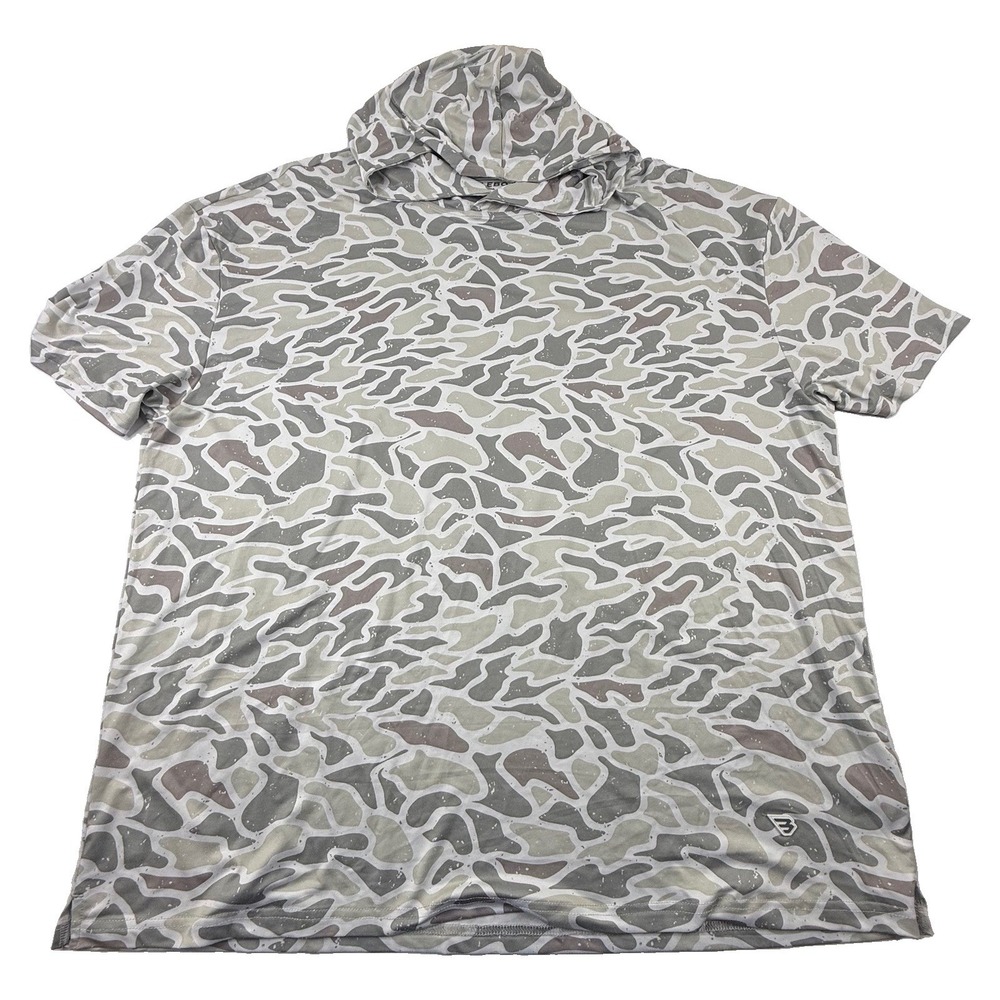 BURLEBO Short Sleeve Performance Hoodie White Camo Mens 2XL